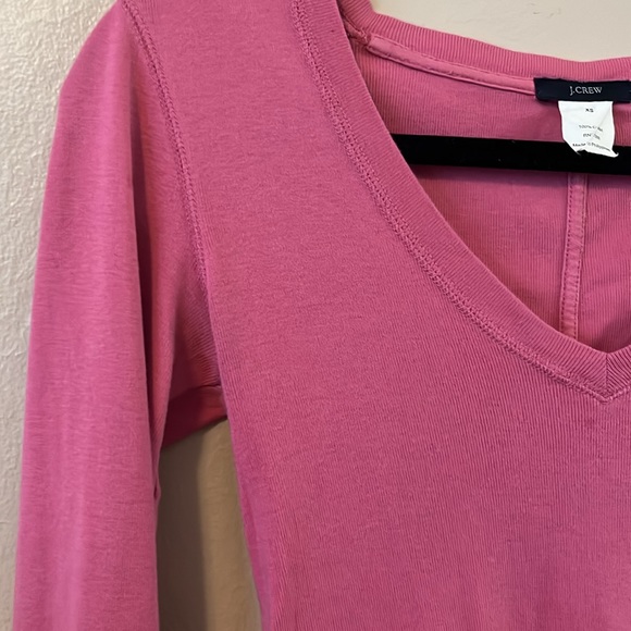 J. Crew 3/4 Sleeve Pink V-neck 100% Cotton Top XS - Picture 3 of 13
